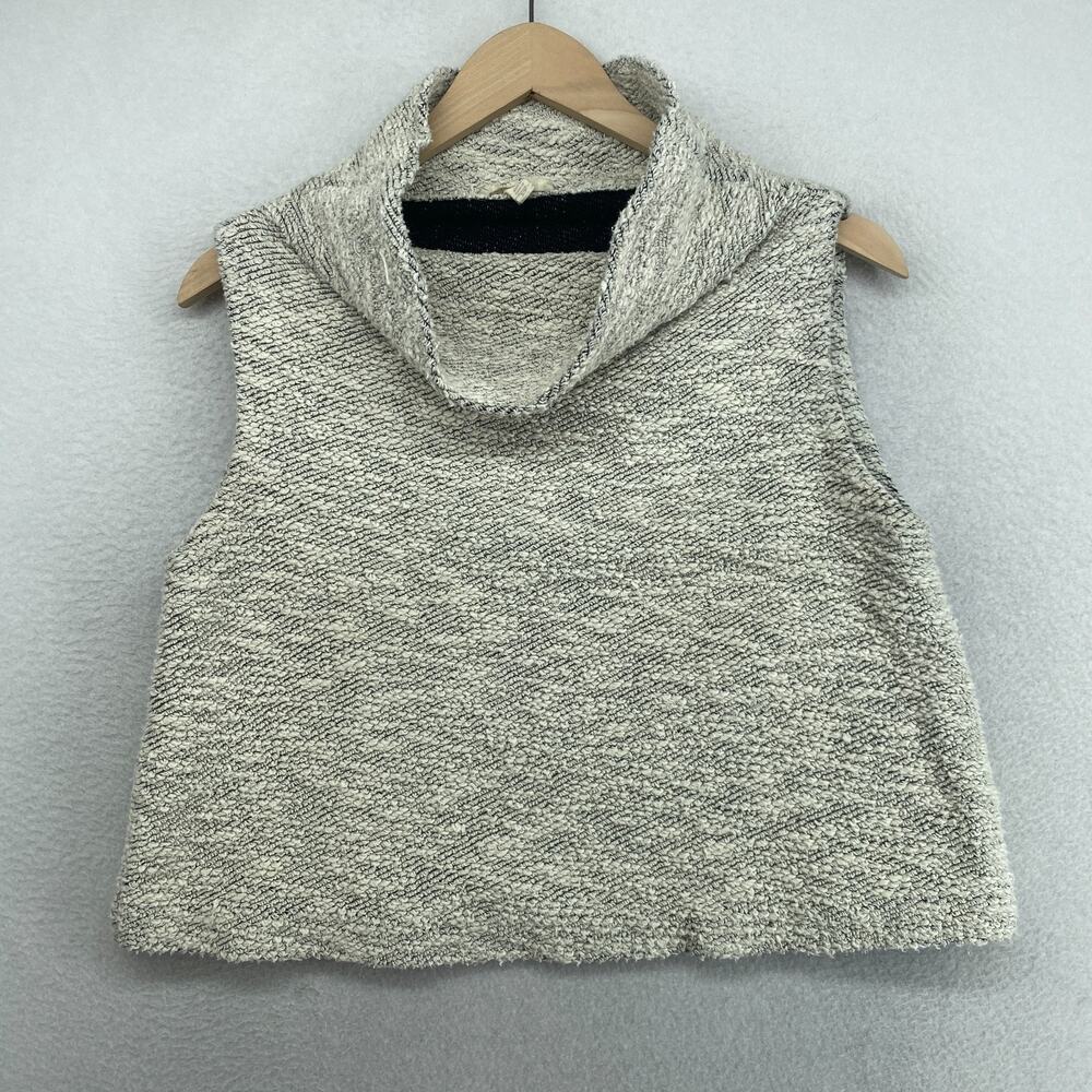 EILEEN FISHER Top S Organic Cotton Tank Vest Cropped Cowl Neck Pullover Gray